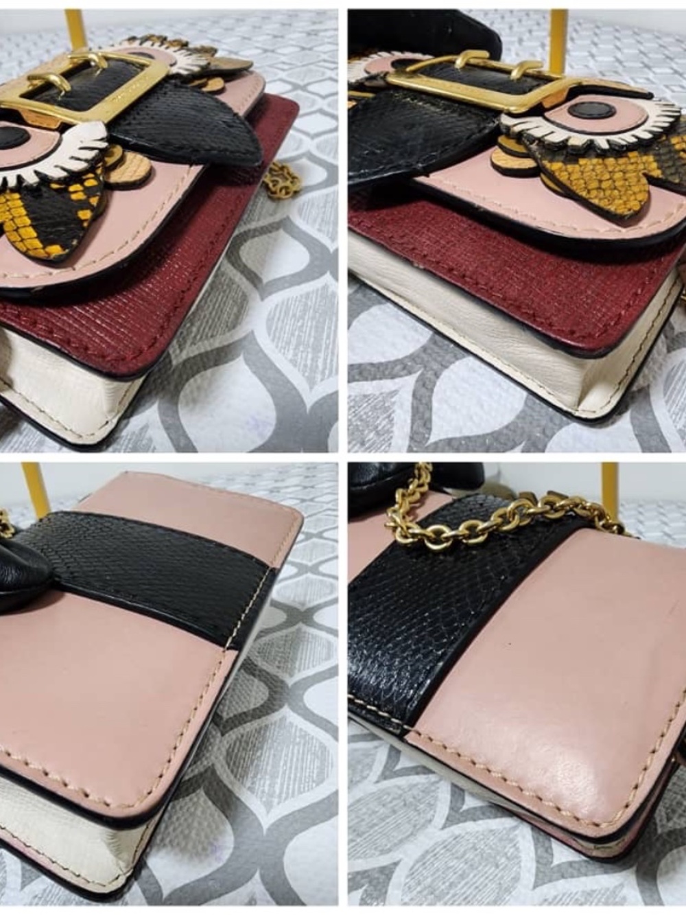 Authentic Burberry Owl Chain-Linked Crossbody Bag Multicolored - Picture 13 of 15